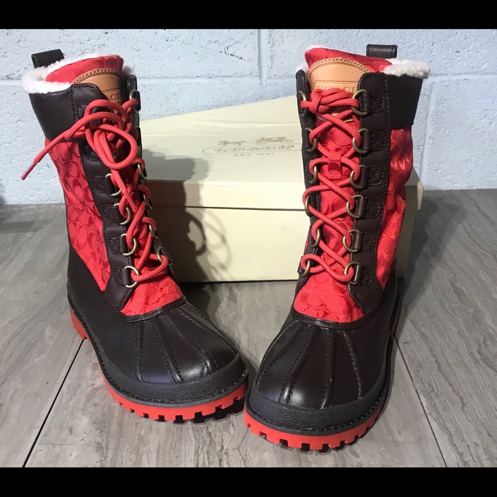 Coach Ladies Boots- Laura Signature Red Size 7